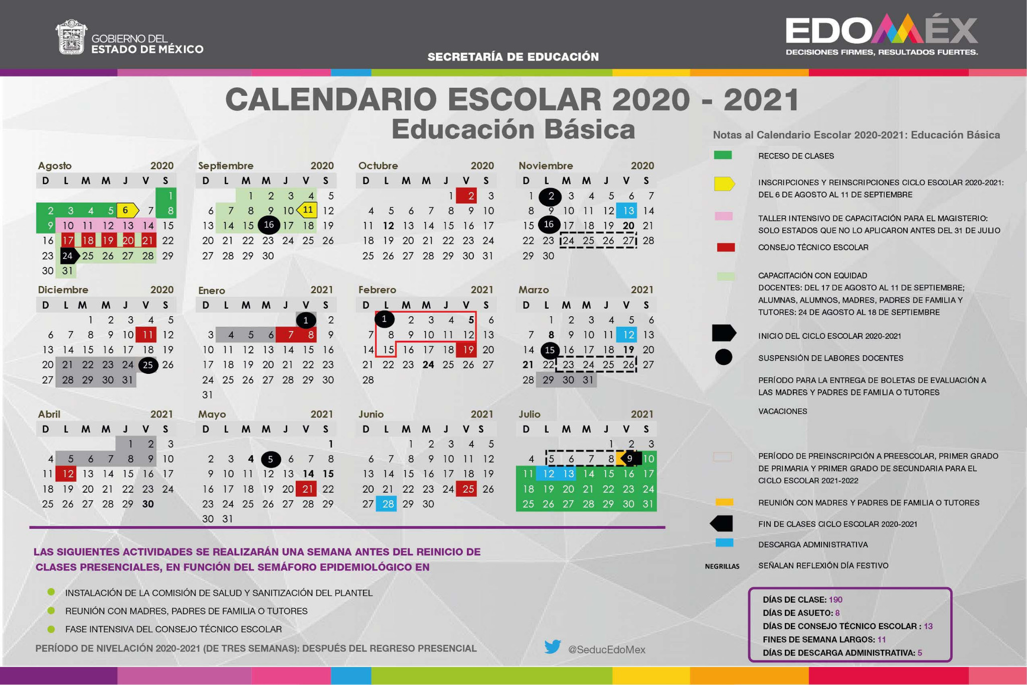 Calendario 2021 A 2024 Difunden Calendario Escolar Edomex Para Nivel