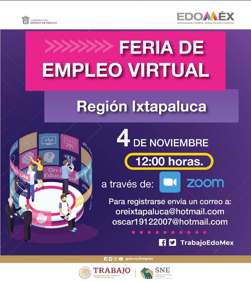 Feria de empleo virtual región Ixtapaluca 4 Noviembre 2020 Estado