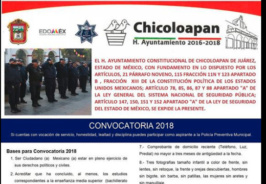 convocatoria policia municipal chicoloapan 2018