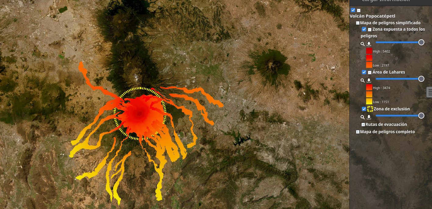 mapa peligros volcan